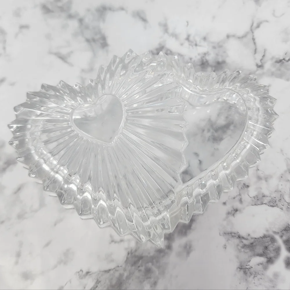 Clear Glass Triple Heart Trinket Box